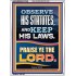 OBSERVE HIS STATUTES AND KEEP ALL HIS LAWS  Christian Wall Art Wall Art  GWARMOUR12188  "12x18"