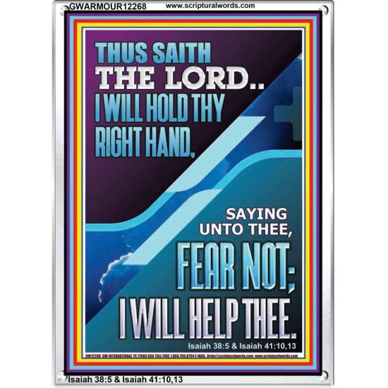 I WILL HOLD THY RIGHT HAND FEAR NOT I WILL HELP THEE  Christian Quote Portrait  GWARMOUR12268  