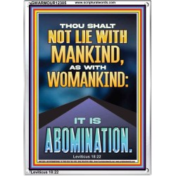 NEVER LIE WITH MANKIND AS WITH WOMANKIND IT IS ABOMINATION  Décor Art Works  GWARMOUR12305  "12x18"