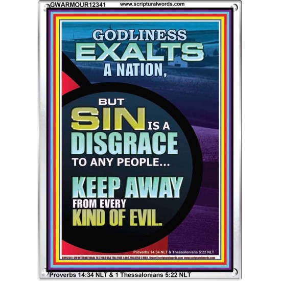GODLINESS EXALTS A NATION SIN IS A DISGRACE  Custom Inspiration Scriptural Art Portrait  GWARMOUR12341  