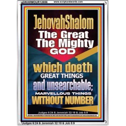 JEHOVAH SHALOM WHICH DOETH MARVELLOUS THINGS WITH NUMBER  Righteous Living Christian Picture  GWARMOUR12656  "12x18"