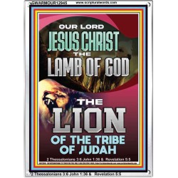 LAMB OF GOD THE LION OF THE TRIBE OF JUDA  Unique Power Bible Portrait  GWARMOUR12945  "12x18"