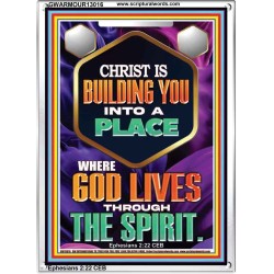 BE UNITED TOGETHER AS A LIVING PLACE OF GOD IN THE SPIRIT  Scripture Portrait Signs  GWARMOUR13016  "12x18"