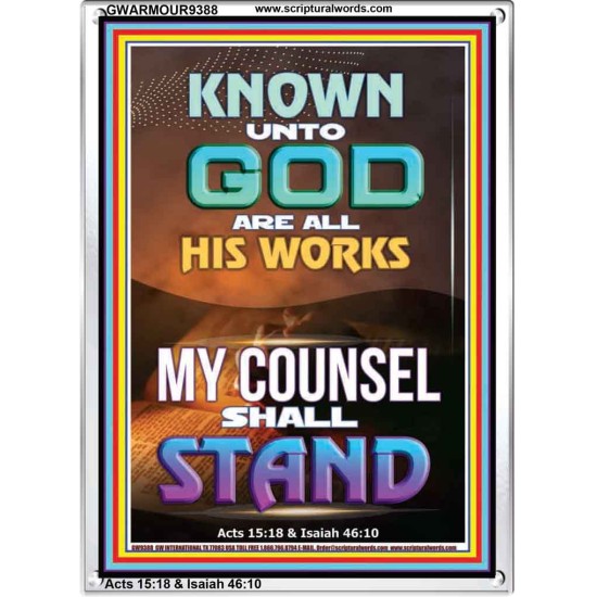 KNOWN UNTO GOD ARE ALL HIS WORKS  Unique Power Bible Portrait  GWARMOUR9388  