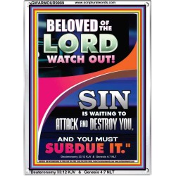 BELOVED WATCH OUT SIN IS ROARING AT YOU  Sanctuary Wall Portrait  GWARMOUR9989  "12x18"