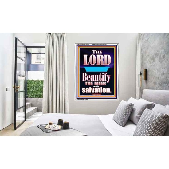 THE MEEK IS BEAUTIFY WITH SALVATION  Scriptural Prints  GWARMOUR10058  