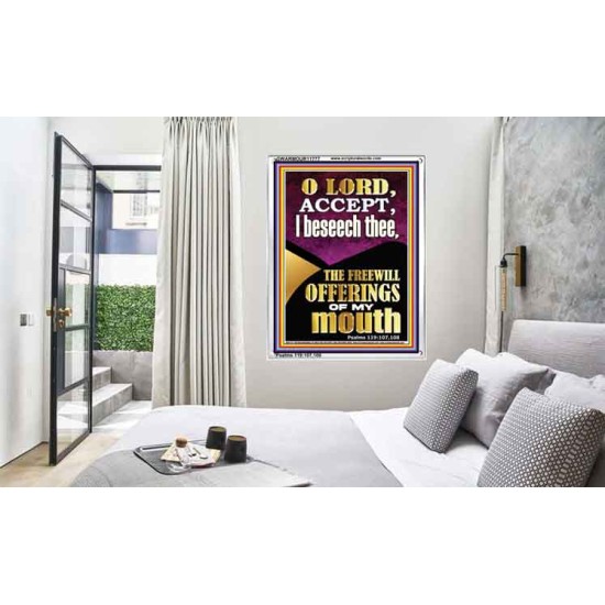 ACCEPT THE FREEWILL OFFERINGS OF MY MOUTH  Encouraging Bible Verse Portrait  GWARMOUR11777  