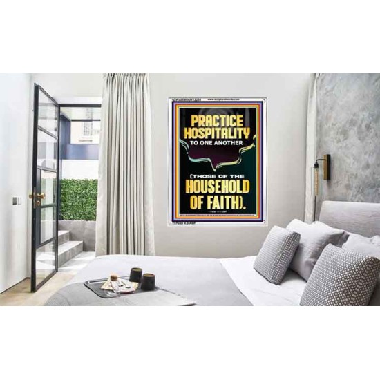 PRACTICE HOSPITALITY TO ONE ANOTHER  Contemporary Christian Wall Art Portrait  GWARMOUR12254  