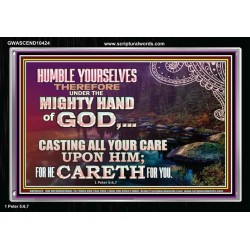 CASTING YOUR CARE UPON HIM FOR HE CARETH FOR YOU  Sanctuary Wall Acrylic Frame  GWASCEND10424  "33X25"