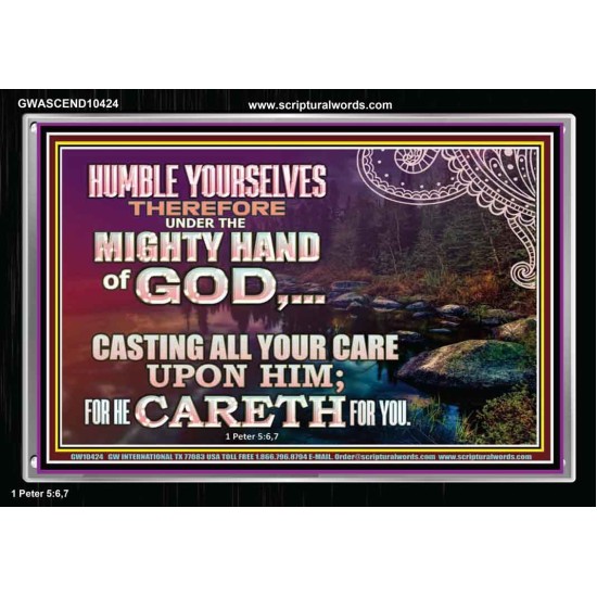 CASTING YOUR CARE UPON HIM FOR HE CARETH FOR YOU  Sanctuary Wall Acrylic Frame  GWASCEND10424  