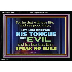 KEEP YOUR TONGUES FROM ALL EVIL  Bible Scriptures on Love Acrylic Frame  GWASCEND10497  "33X25"