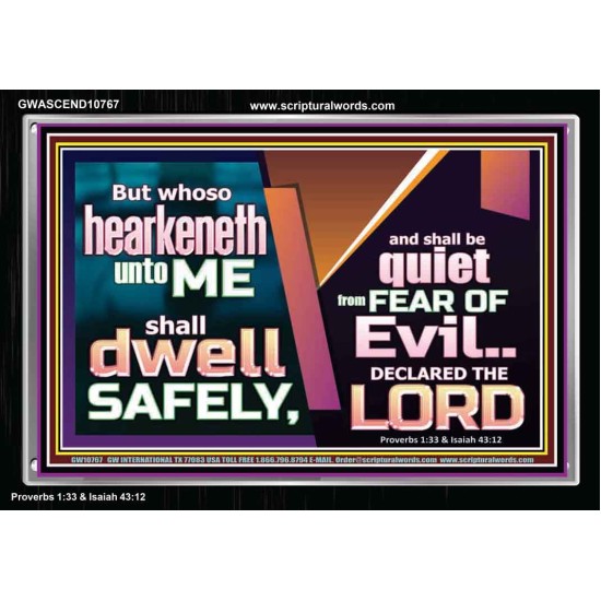 WHOSO HEARKENETH UNTO THE LORD SHALL DWELL SAFELY  Christian Artwork  GWASCEND10767  