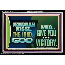 JEHOVAHNISSI THE LORD GOD WHO GIVE YOU THE VICTORY  Bible Verses Wall Art  GWASCEND10774  "33X25"