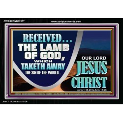 THE LAMB OF GOD THAT TAKETH AWAY THE SIN OF THE WORLD  Unique Power Bible Acrylic Frame  GWASCEND12037  