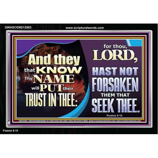 THEY THAT KNOW THY NAME WILL NOT BE FORSAKEN  Biblical Art Glass Acrylic Frame  GWASCEND12983  