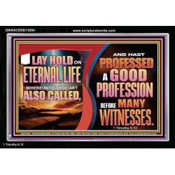 LAY HOLD ON ETERNAL LIFE WHEREUNTO THOU ART ALSO CALLED  Ultimate Inspirational Wall Art Acrylic Frame  GWASCEND13084  "33X25"