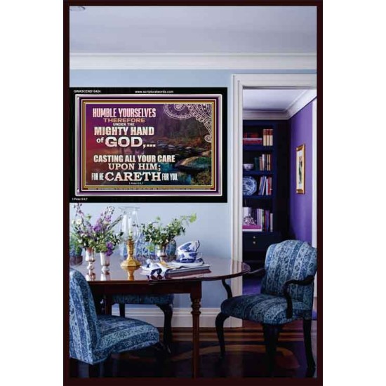 CASTING YOUR CARE UPON HIM FOR HE CARETH FOR YOU  Sanctuary Wall Acrylic Frame  GWASCEND10424  
