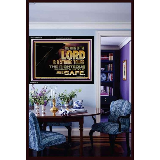 THE NAME OF THE LORD IS A STRONG TOWER  Contemporary Christian Wall Art  GWASCEND10542  