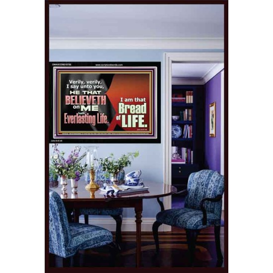 HE THAT BELIEVETH ON ME HATH EVERLASTING LIFE  Contemporary Christian Wall Art  GWASCEND10758  