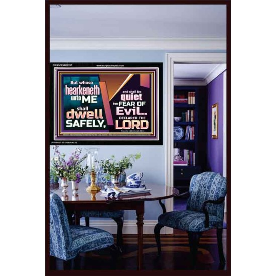 WHOSO HEARKENETH UNTO THE LORD SHALL DWELL SAFELY  Christian Artwork  GWASCEND10767  