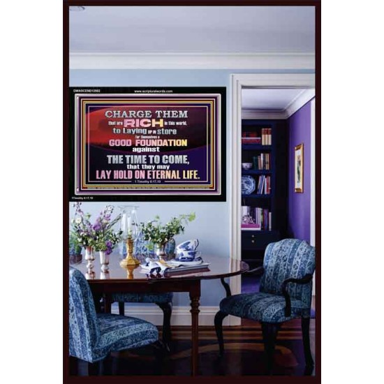 GOOD FOUNDATION AGAINST THE TIME TO COME  Scriptural Portrait Glass Acrylic Frame  GWASCEND12982  