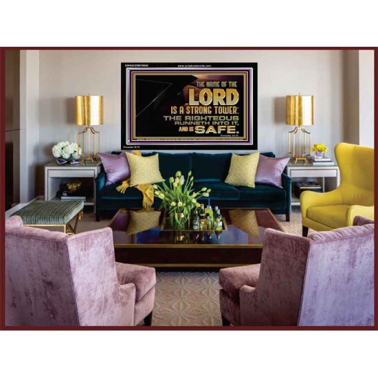 THE NAME OF THE LORD IS A STRONG TOWER  Contemporary Christian Wall Art  GWASCEND10542  