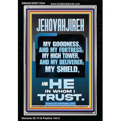 JEHOVAH JIREH MY GOODNESS MY FORTRESS MY HIGH TOWER MY DELIVERER MY SHIELD  Sanctuary Wall Portrait  GWASCEND11934  "25x33"
