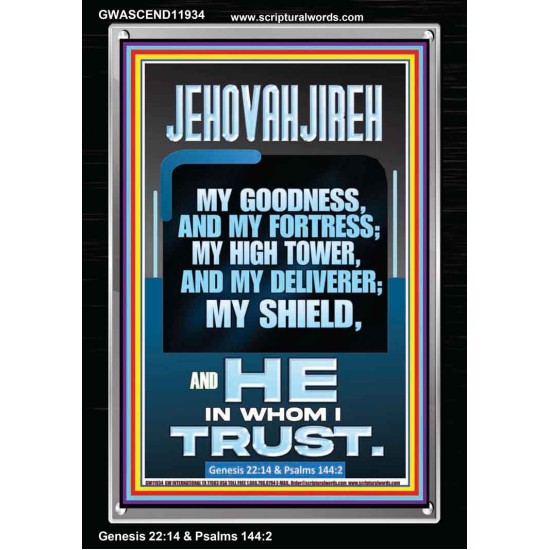 JEHOVAH JIREH MY GOODNESS MY FORTRESS MY HIGH TOWER MY DELIVERER MY SHIELD  Sanctuary Wall Portrait  GWASCEND11934  