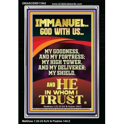 IMMANUEL GOD WITH US MY GOODNESS MY FORTRESS MY HIGH TOWER MY DELIVERER MY SHIELD  Children Room Wall Portrait  GWASCEND11942  "25x33"