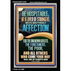 BE HOSPITABLE BE A LOVER OF STRANGERS WITH BROTHERLY AFFECTION  Christian Wall Art  GWASCEND12256  "25x33"