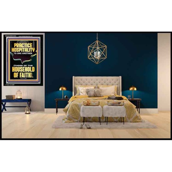 PRACTICE HOSPITALITY TO ONE ANOTHER  Contemporary Christian Wall Art Portrait  GWASCEND12254  