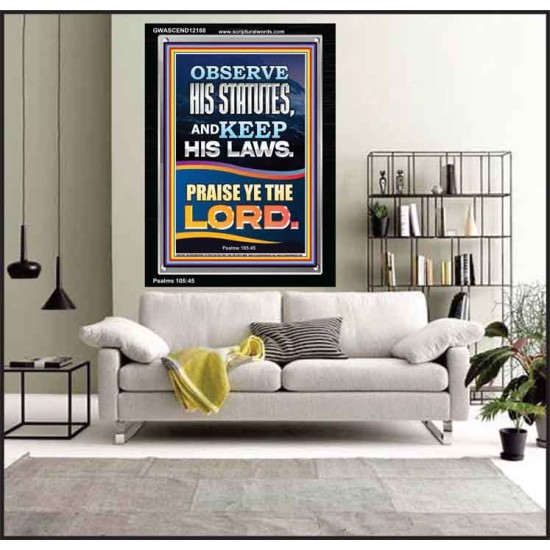 OBSERVE HIS STATUTES AND KEEP ALL HIS LAWS  Christian Wall Art Wall Art  GWASCEND12188  