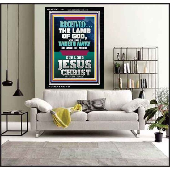 RECEIVED THE LAMB OF GOD THAT TAKETH AWAY THE SINS OF THE WORLD  Christian Artwork Portrait  GWASCEND12204  