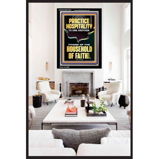 PRACTICE HOSPITALITY TO ONE ANOTHER  Contemporary Christian Wall Art Portrait  GWASCEND12254  
