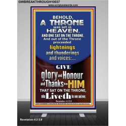 LIGHTNINGS AND THUNDERINGS AND VOICES  Scripture Art Retractable Stand  GWBREAKTHROUGH10037  "30x80"