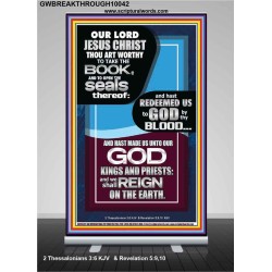 HAS REDEEMED US TO GOD BY THE BLOOD OF THE LAMB  Modern Art Retractable Stand  GWBREAKTHROUGH10042  "30x80"