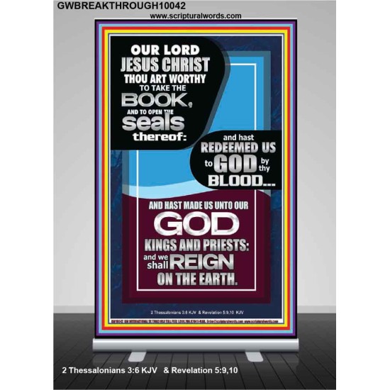 HAS REDEEMED US TO GOD BY THE BLOOD OF THE LAMB  Modern Art Retractable Stand  GWBREAKTHROUGH10042  