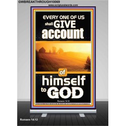 WE SHALL ALL GIVE ACCOUNT OF OUR LIFE TO GOD  Scriptural Décor Retractable Stand  GWBREAKTHROUGH10069  "30x80"