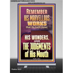 REMEMBER HIS MARVELLOUS WORKS  Scripture Retractable Stand   GWBREAKTHROUGH11810  "30x80"