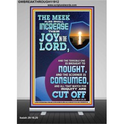 THE JOY OF THE LORD SHALL ABOUND BOUNTIFULLY IN THE MEEK  Righteous Living Christian Picture  GWBREAKTHROUGH11912  "30x80"