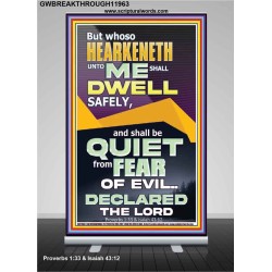 HEARKENETH UNTO ME AND DWELL IN SAFETY  Unique Scriptural Retractable Stand  GWBREAKTHROUGH11963  "30x80"