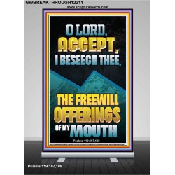 ACCEPT I BESEECH THEE THE FREEWILL OFFERINGS OF MY MOUTH  Bible Verses Retractable Stand  GWBREAKTHROUGH12211  
