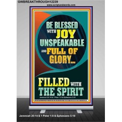 BE BLESSED WITH JOY UNSPEAKABLE  Contemporary Christian Wall Art Retractable Stand  GWBREAKTHROUGH12239  "30x80"