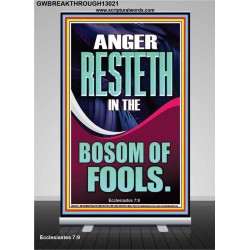 ANGER RESTETH IN THE BOSOM OF FOOLS  Encouraging Bible Verse Retractable Stand  GWBREAKTHROUGH13021  "30x80"