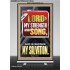 THE LORD IS MY STRENGTH AND SONG AND IS BECOME MY SALVATION  Bible Verse Art Retractable Stand  GWBREAKTHROUGH13043  "30x80"