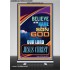 BELIEVE ON THE NAME OF THE SON OF GOD JESUS CHRIST  Ultimate Inspirational Wall Art Retractable Stand  GWBREAKTHROUGH9395  "30x80"