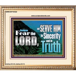 SERVE THE LORD IN SINCERITY AND TRUTH  Custom Inspiration Bible Verse Portrait  GWCOV10322  