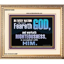 FEAR GOD AND WORKETH RIGHTEOUSNESS  Sanctuary Wall Portrait  GWCOV10406  "23x18"