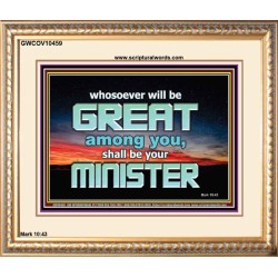 HUMILITY AND SERVICE BEFORE GREATNESS  Encouraging Bible Verse Portrait  GWCOV10459  "23x18"