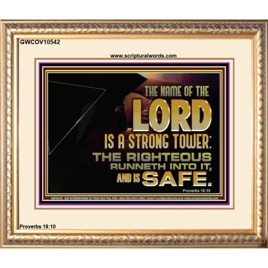 THE NAME OF THE LORD IS A STRONG TOWER  Contemporary Christian Wall Art  GWCOV10542  